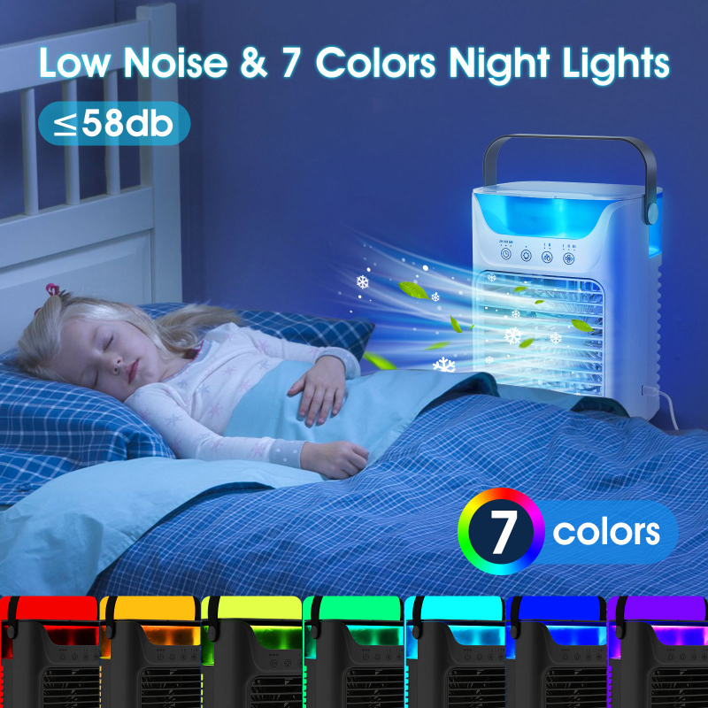 USB-töltésű léghűtő víz- és jégkeringéssel, 6 lapát, 3 sebesség, halk működés