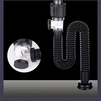 NSG00055 Αναδιπλούμενος σωλήνας αποχέτευσης με προστασία από οσμές για νεροχύτη κουζίνας και νιπτήρα μπάνιου, σχήματος S, υλικό ατσάλι/πλαστικό, τύπος Flip design