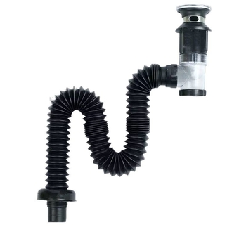 NSG00055 Αναδιπλούμενος σωλήνας αποχέτευσης με προστασία από οσμές για νεροχύτη κουζίνας και νιπτήρα μπάνιου, σχήματος S, υλικό ατσάλι/πλαστικό, τύπος Flip design