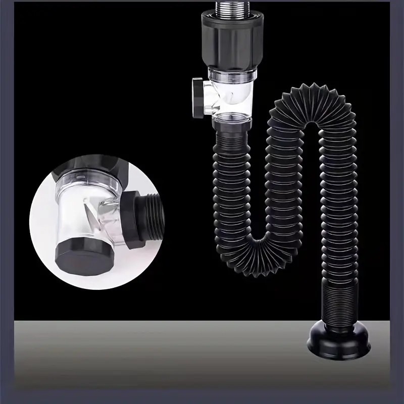 NSG00055 Αναδιπλούμενος σωλήνας αποχέτευσης με προστασία από οσμές για νεροχύτη κουζίνας και νιπτήρα μπάνιου, σχήματος S, υλικό ατσάλι/πλαστικό, τύπος Flip design