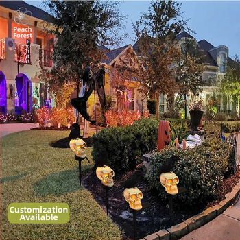 Ηλιακό εξωτερικό φανάρι κήπου με κρανίο και κοράκι, IP65 αδιάβροχο, LED φως, λειτουργία 6–12 ωρών, διάρκεια ζωής 10000 h