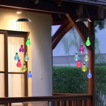 Ηλιακή Λάμπα με Κουδουνάκι Ανεμού για Αυλή και Κήπο – Ανοξείδωτο Ατσάλι, IP55, 0.6W Φωτιστικό, 6–12 ώρες Λειτουργίας, CE Πιστοποίηση