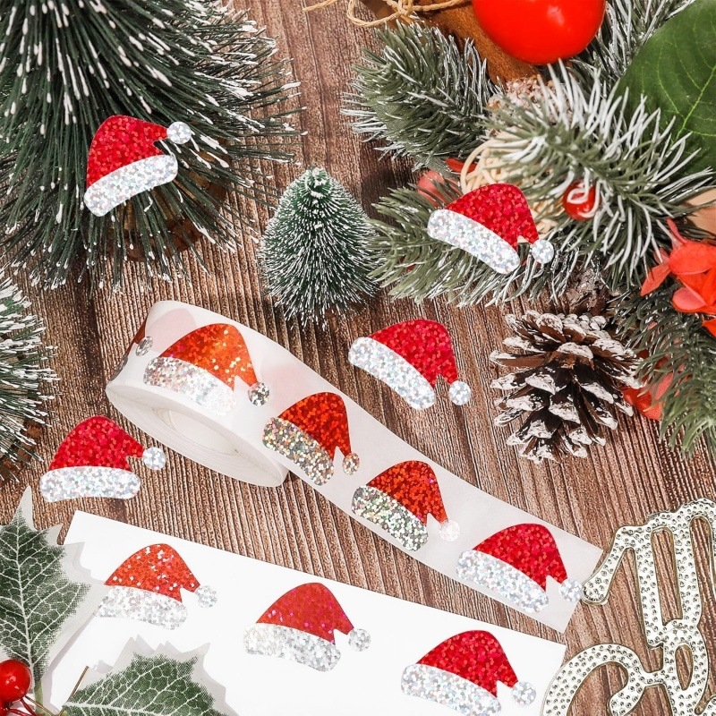 Ziemassvētku dāvanu etiķetes — 500 gab. uz ruļļa, pašlīmējošs vara kartons, druka