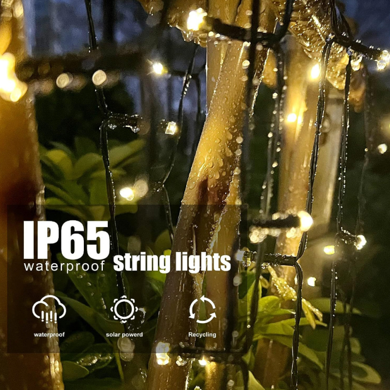 Kültéri napenergia-táplálású virág alakú LED égősor kertdekorációhoz – 3W, IP65, akkumulátoros/napenergia, 50/100/200/300 LED