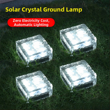 Ηλιακά φώτα πλακιδίων πάγου – υπόγεια εξωτερικά κρυστάλλινα φωτιστικά δαπέδου για κήπο και γκαζόν, αδιάβροχα LED για σκάλες (Μοντέλο STP028, IP66, 1W, 6–12h, Χειροκίνητος διακόπτης, Αφηρημένο στυλ)