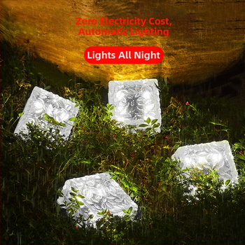 Ηλιακά φώτα πλακιδίων πάγου – υπόγεια εξωτερικά κρυστάλλινα φωτιστικά δαπέδου για κήπο και γκαζόν, αδιάβροχα LED για σκάλες (Μοντέλο STP028, IP66, 1W, 6–12h, Χειροκίνητος διακόπτης, Αφηρημένο στυλ)