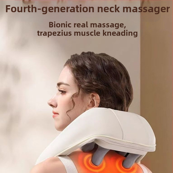 Kaklo ir pečių masažo šalikas su 4 masažo galvutėmis, infraraudonųjų spindulių terapija, įkraunamas, laikmatis