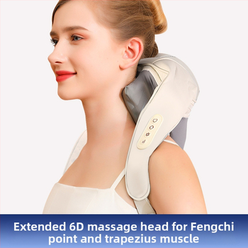 Kaklo ir pečių masažo šalikas su 4 masažo galvutėmis, infraraudonųjų spindulių terapija, įkraunamas, laikmatis