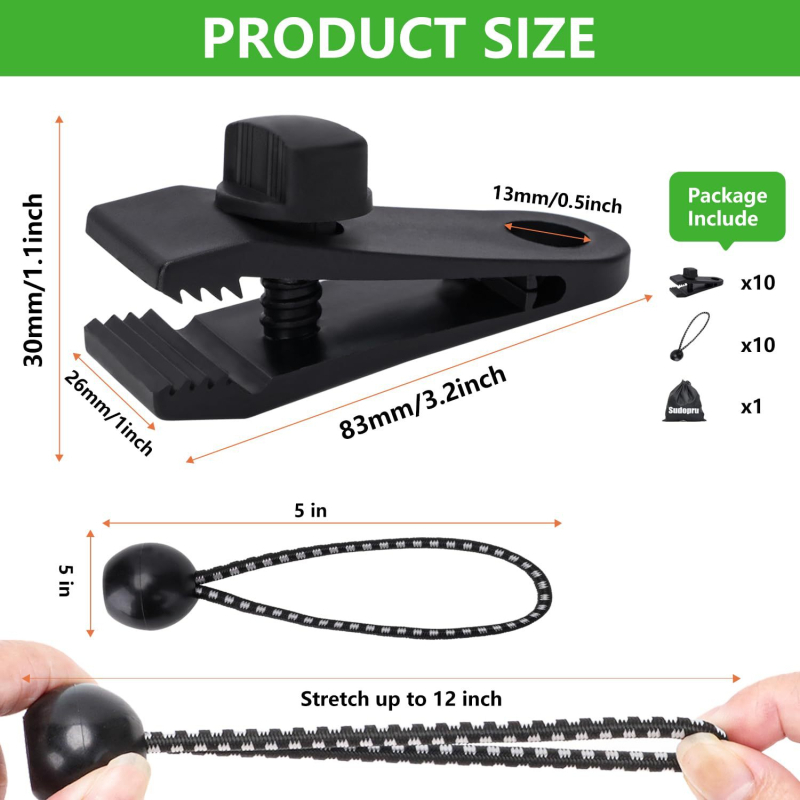 Pastiprināts plastmasas spirālveida stiprināšanas klips teltij un nojumei