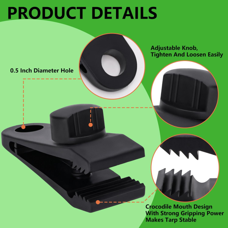 Pastiprināts plastmasas spirālveida stiprināšanas klips teltij un nojumei