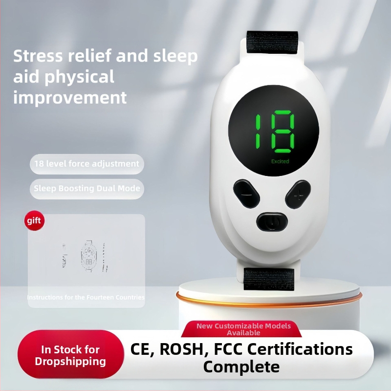 Rankinis miego pagalbininkas su impulso masažu, nešiojamas, skaitmeninis ekranas, įmontuota ličio baterija 100–300 mAh, baterijos veikimo laikas 1–3 val