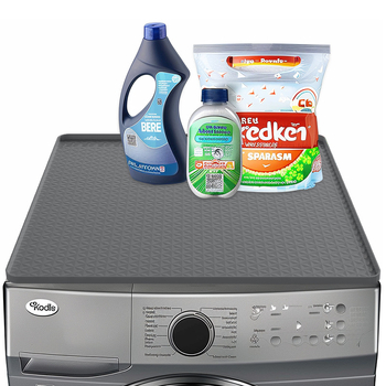 Skalbimo mašinos laikymo kilimėlis – neslidus, judinamas, reguliuojamas; plastikas