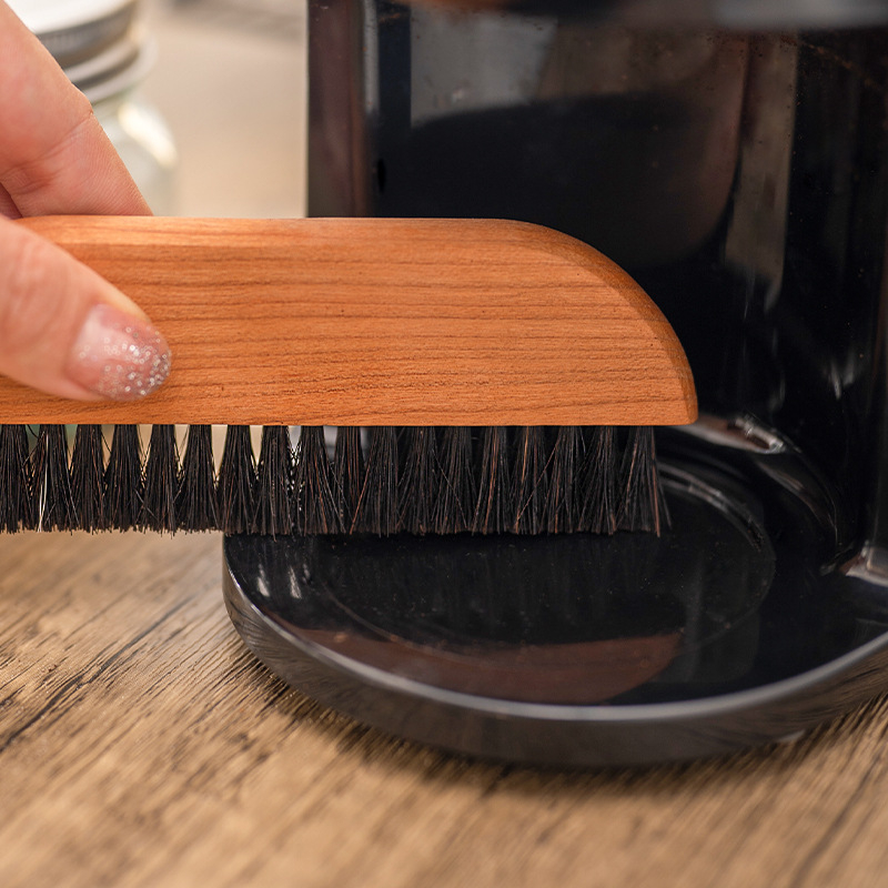 Kávézó bár tisztító ecset fa fogantyúval, dió ló-szőrrel sörtékkel, 28 g, 255 darab