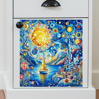 Διακοσμητικό αυτοκόλλητο τοίχου – 2025 μοτίβο Αστρικού Ουρανού σε ελαιογραφικό ύφος, PVC, 1 τεμάχιο, Αδιάβροχο, Ανθεκτικό στην υγρασία, Αντοχή σε λίπη, Αντιβρωμιά, Μάρκα Harmonious Union