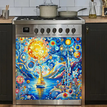 Διακοσμητικό αυτοκόλλητο τοίχου – 2025 μοτίβο Αστρικού Ουρανού σε ελαιογραφικό ύφος, PVC, 1 τεμάχιο, Αδιάβροχο, Ανθεκτικό στην υγρασία, Αντοχή σε λίπη, Αντιβρωμιά, Μάρκα Harmonious Union