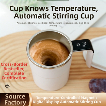 LEC ceașcă de cafea cu afișaj digital al temperaturii, mini amestec electric, reîncărcabilă prin USB, amestecare magnetică automată