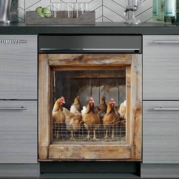 Αυτοκόλλητο τοίχου – Ρεαλιστικό κοτόπουλο σε κλουβί, PVC, αδιάβροχο, μοντέρνος μινιμαλιστικός διακοσμητικός σχεδιασμός για σαλόνι, υπνοδωμάτιο και μπαλκόνι