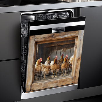 Αυτοκόλλητο τοίχου – Ρεαλιστικό κοτόπουλο σε κλουβί, PVC, αδιάβροχο, μοντέρνος μινιμαλιστικός διακοσμητικός σχεδιασμός για σαλόνι, υπνοδωμάτιο και μπαλκόνι