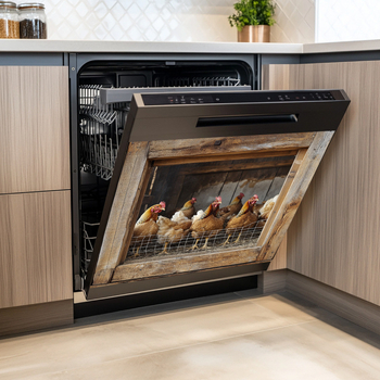 Αυτοκόλλητο τοίχου – Ρεαλιστικό κοτόπουλο σε κλουβί, PVC, αδιάβροχο, μοντέρνος μινιμαλιστικός διακοσμητικός σχεδιασμός για σαλόνι, υπνοδωμάτιο και μπαλκόνι