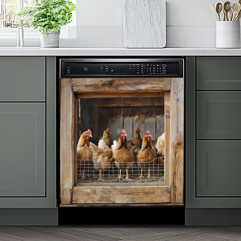 Стенен стикер – самозалепващ петел в клетка, PVC, водоустойчив, модерен минималистичен декор за хол, спалня и балкон