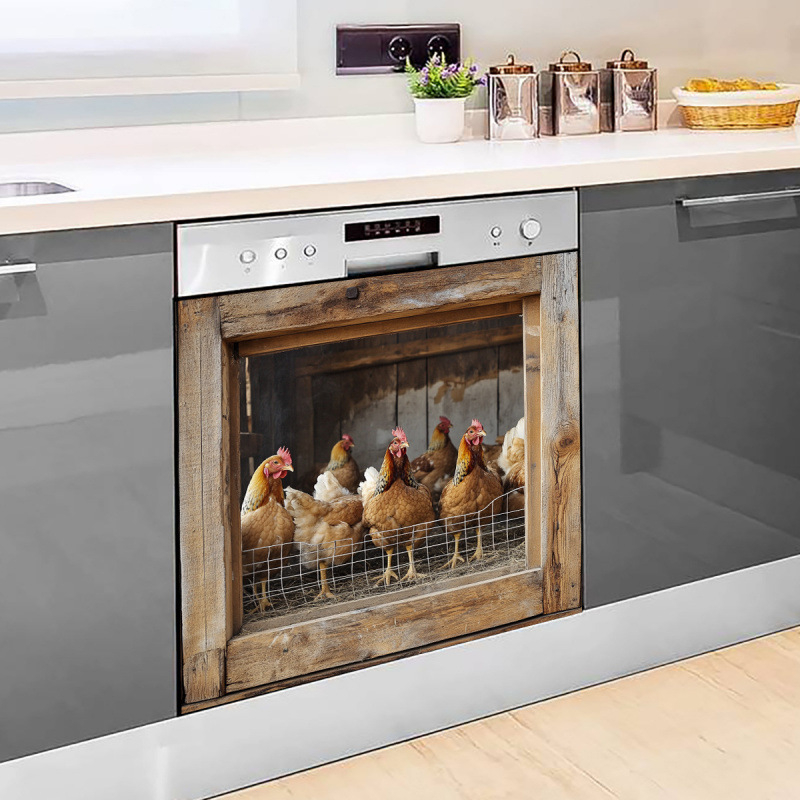 Стенен стикер – самозалепващ петел в клетка, PVC, водоустойчив, модерен минималистичен декор за хол, спалня и балкон