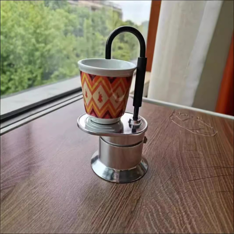 Μoka pot από αλουμινίου κράμα, 50 ml, φορητός για εξωτερική χρήση, μίνι καφετιέρα για μία κούπα, με δυνατότητα προσαρμογής