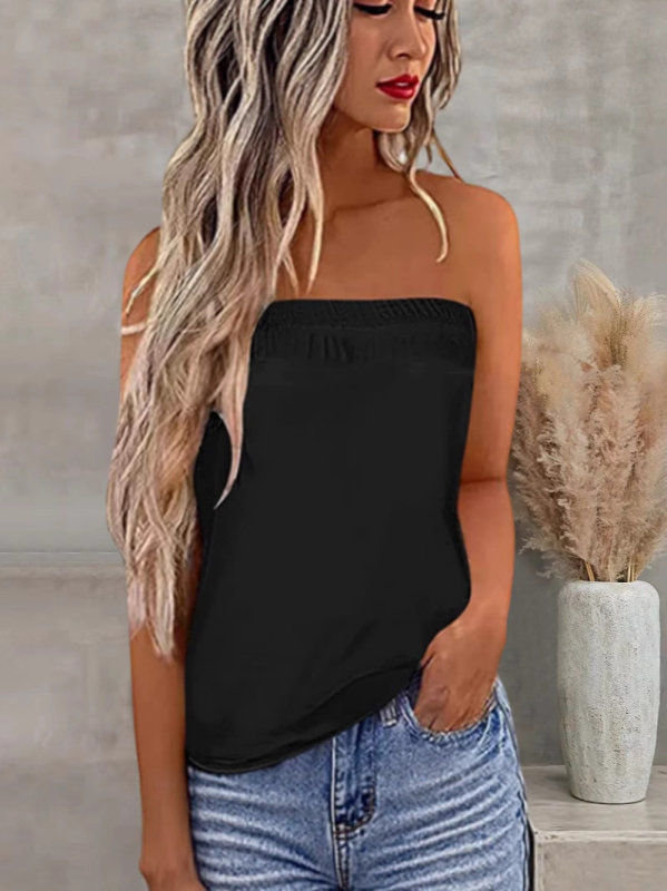 Női pánt nélküli top — 2025 tavasz, Milk Silk szövet, Poliészter 95%+, street hipster stílus