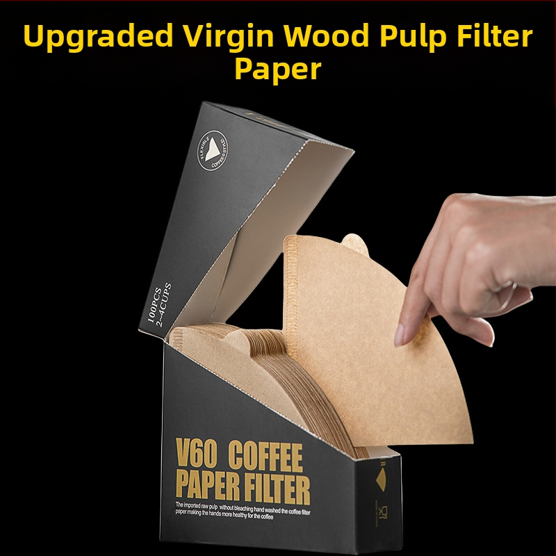 Kavos filtravimo popierius – fanos formos koninis V60, virgin wood pulp, vienkartinis paketas, Blue River