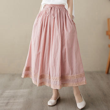 Φούστα με φύλλο λωτού, μακριά φούστα, ακρυλικό ύφασμα, 95%+ περιεκτικότητα, σπάντεξ