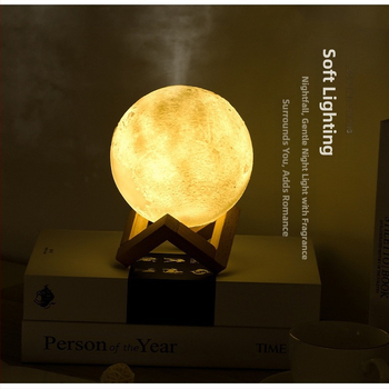 Υγραντήρας σε σχήμα φεγγαριού με αρωματοθεραπεία και νυχτερινό φως — μοντέλο WY2541, δεξαμενή 0.5–1 L, θόρυβος <36 dB, ισχύς 5W, USB/μπαταρία