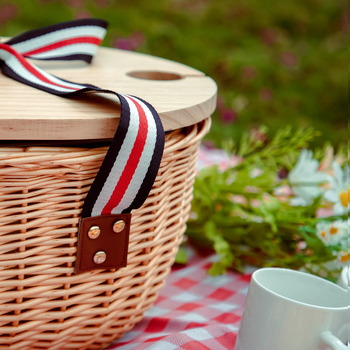 Coș de picnic din ratan, personalizabil, cu capac, izolat termic pentru depozitare în aer liber, set de 6