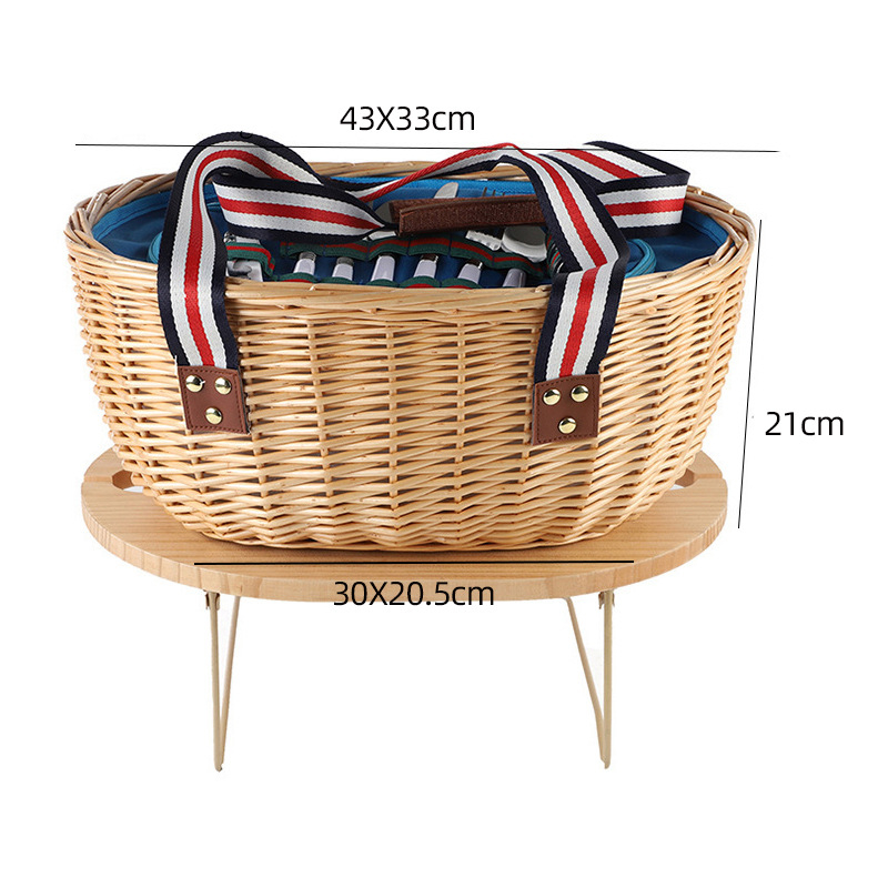 Coș de picnic din ratan, personalizabil, cu capac, izolat termic pentru depozitare în aer liber, set de 6