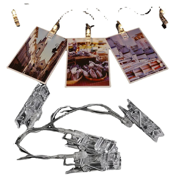 LED αλυσίδα με κλιπ φωτογραφιών – διακοσμητικά φώτα τοίχου με κλιπ, τροφοδοσία USB/μπαταρία, ζεστό φως 3000K, χειροκίνητος διακόπτης