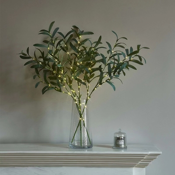 Лампа с медна тел във форма на маслинена клонка, 300 lm, 4.5 V, IP55 (Модел: Olive branch copper wire lamp)