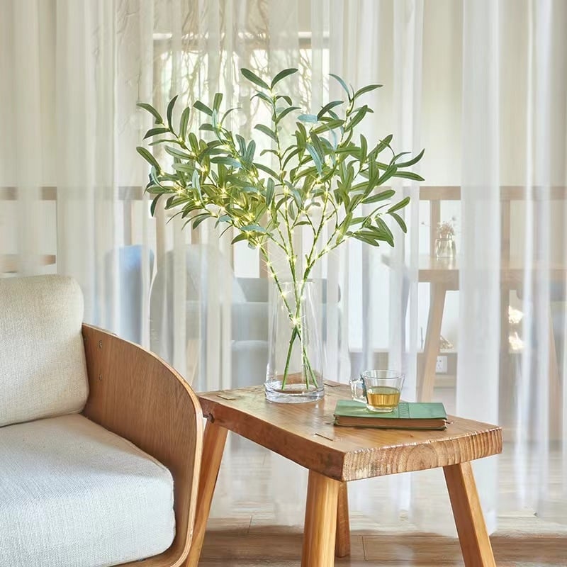 Vara vadu lampu virtene olīvu zariņa kontūrā, 300 lm, 4,5 V, IP55 (Modelis: Olive branch copper wire lamp)
