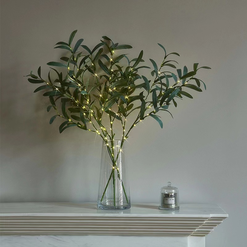 Olívafa ágát formázó rézdrót lámpasor, 300 lm, 4,5 V, IP55 (Model: Olive branch copper wire lamp)