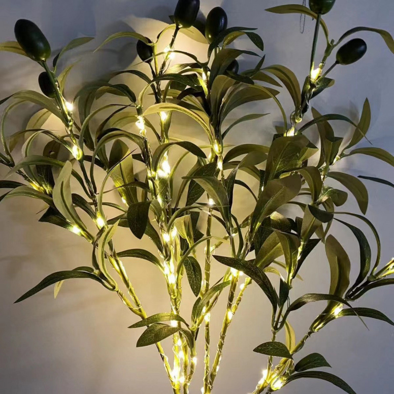Olívafa ágát formázó rézdrót lámpasor, 300 lm, 4,5 V, IP55 (Model: Olive branch copper wire lamp)
