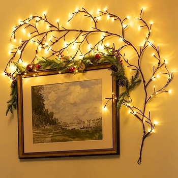 Λυγρή LED λάμπα σε μορφή ιτιάς – διακοσμητικό εσωτερικό νυχτερινό φως, τροφοδοσία USB, 96 LEDs, IP43, 40 lm, πλαστικό περίβλημα