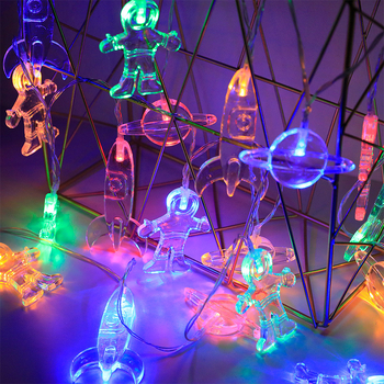 Детска нощна лампа за спалня – астрономически мотиви: астронавт, планета, ракета; захранване батерия/USB, IP42, 3500K, 10–40 светодиода