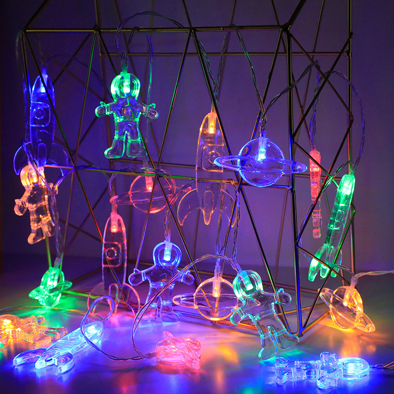 Dječja noćna lampa s crtani motivima – astronaut, planeta, raketa; Napajanje baterija/USB, IP42, 3500K, 10–40 LED dioda