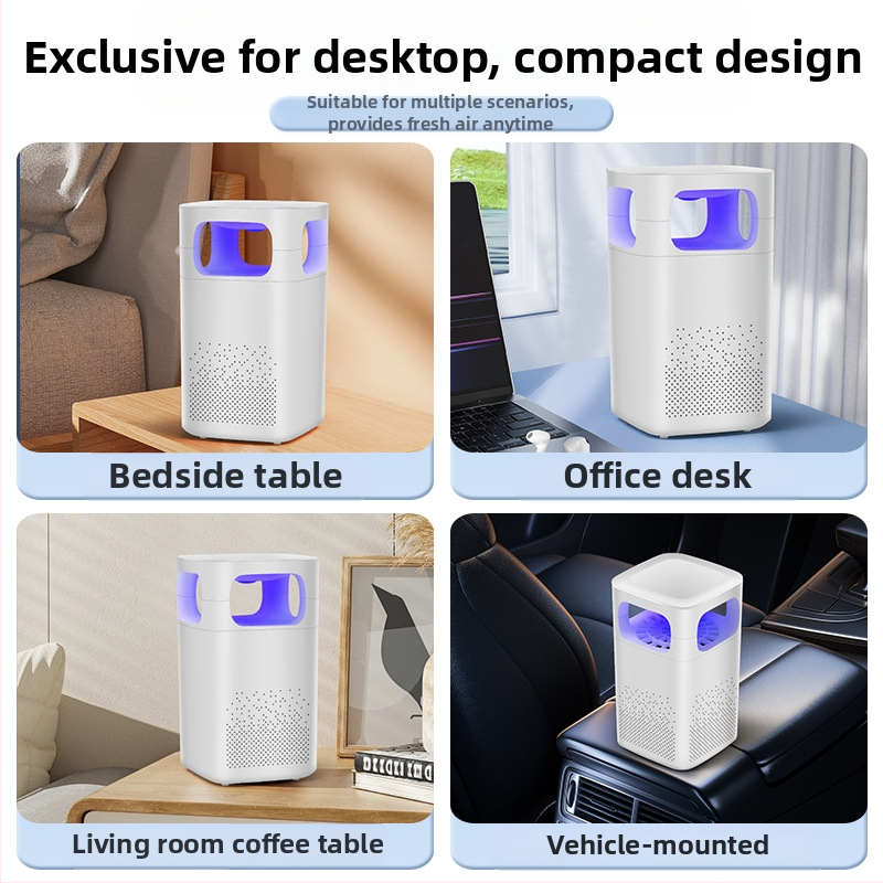 Purificator de aer desktop cu filtru fotocatalitic pentru eliminarea mirosurilor, alimentare USB, foarte liniștit sub 36 dB, debit de aer 50 m³/h, pentru până la 10 m²