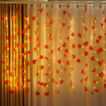 LED κουρτινές φώτα με σχέδιο φύλλου σφενδάμου (100 LED, USB τροφοδοσία, IP44, ρυθμιζόμενη φωτεινότητα με τηλεχειριστήριο)