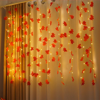 LED κουρτινές φώτα με σχέδιο φύλλου σφενδάμου (100 LED, USB τροφοδοσία, IP44, ρυθμιζόμενη φωτεινότητα με τηλεχειριστήριο)