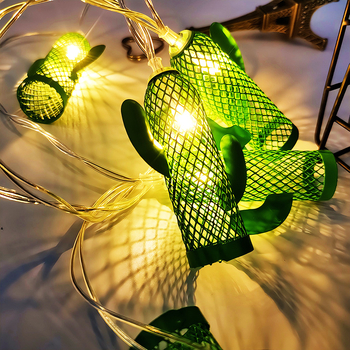 LED φως αλυσίδας με σχέδιο κάκτου από σφυρηλατημένο σίδερο για εσωτερική διακόσμηση, τροφοδοσία με μπαταρία, 3V, 10–60 LEDs