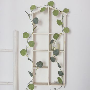 LED γιρλάντα με φύλλα ευκάλυπτου και χαλκό καλώδιο, μπαταρία, εσωτερική διακόσμηση, 20 LED, IP54, 3000K