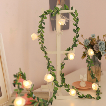 LED γιρλάντα με φύλλα ευκάλυπτου και χαλκό καλώδιο, μπαταρία, εσωτερική διακόσμηση, 20 LED, IP54, 3000K