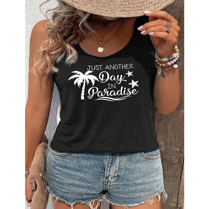 Moterų Slim-Fit be rankovių tank topas, poliesterio-spandekso mišinys, ilgis 50–65 cm, dvigubos peties juostelės, gaivus ir saldus stilius, Vasaros 2024