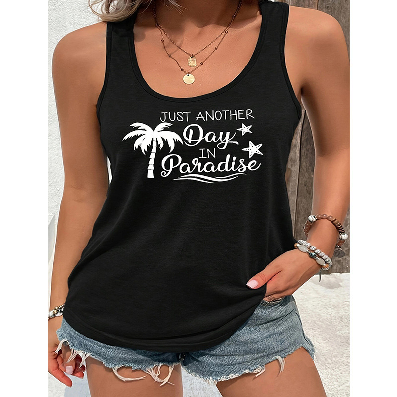 Moterų Slim-Fit be rankovių tank topas, poliesterio-spandekso mišinys, ilgis 50–65 cm, dvigubos peties juostelės, gaivus ir saldus stilius, Vasaros 2024