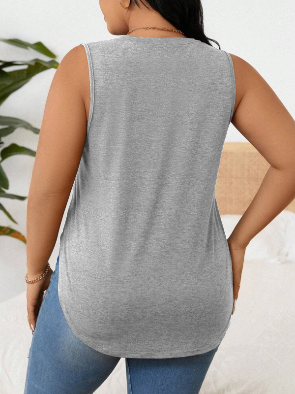 Női ujjatlan edzőfelső, poliészter–pamutt keverék, kerek nyakú, laza szabás, normál hossz