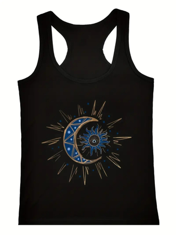 Γυναικείο τοπ χωρίς μανίκια με εκτύπωση, Πολυεστέρας 95%+, Στρογγυλός Λαιμός, Στυλ Πουλόβερ, Καλοκαίρι 2024